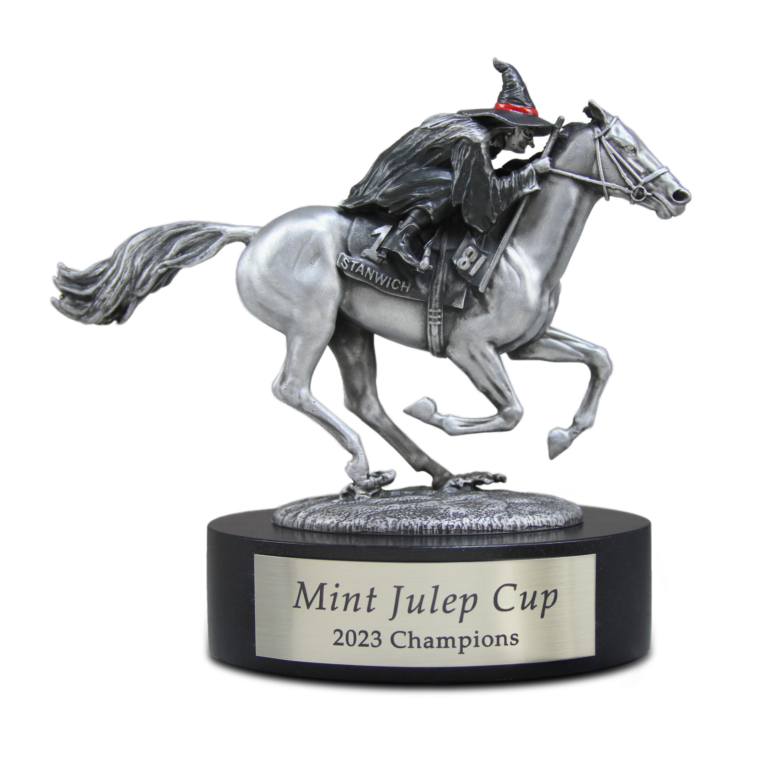 Stanwich Mint Julep Racing Witch trophy by Malcolm DeMille (front)